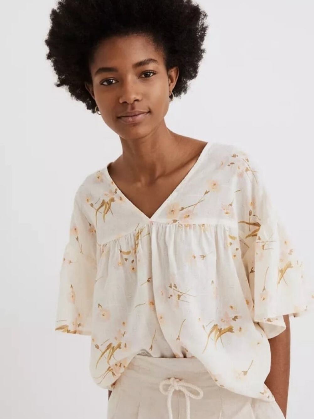 Madewell Flutter Sleeve Rhyme Floral Top sz XS